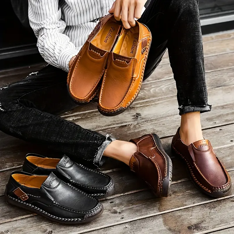 2026 EaseStep™ Classic Hand-Stitched Leather Loafers – Comfortable, Supportive, Slip-On