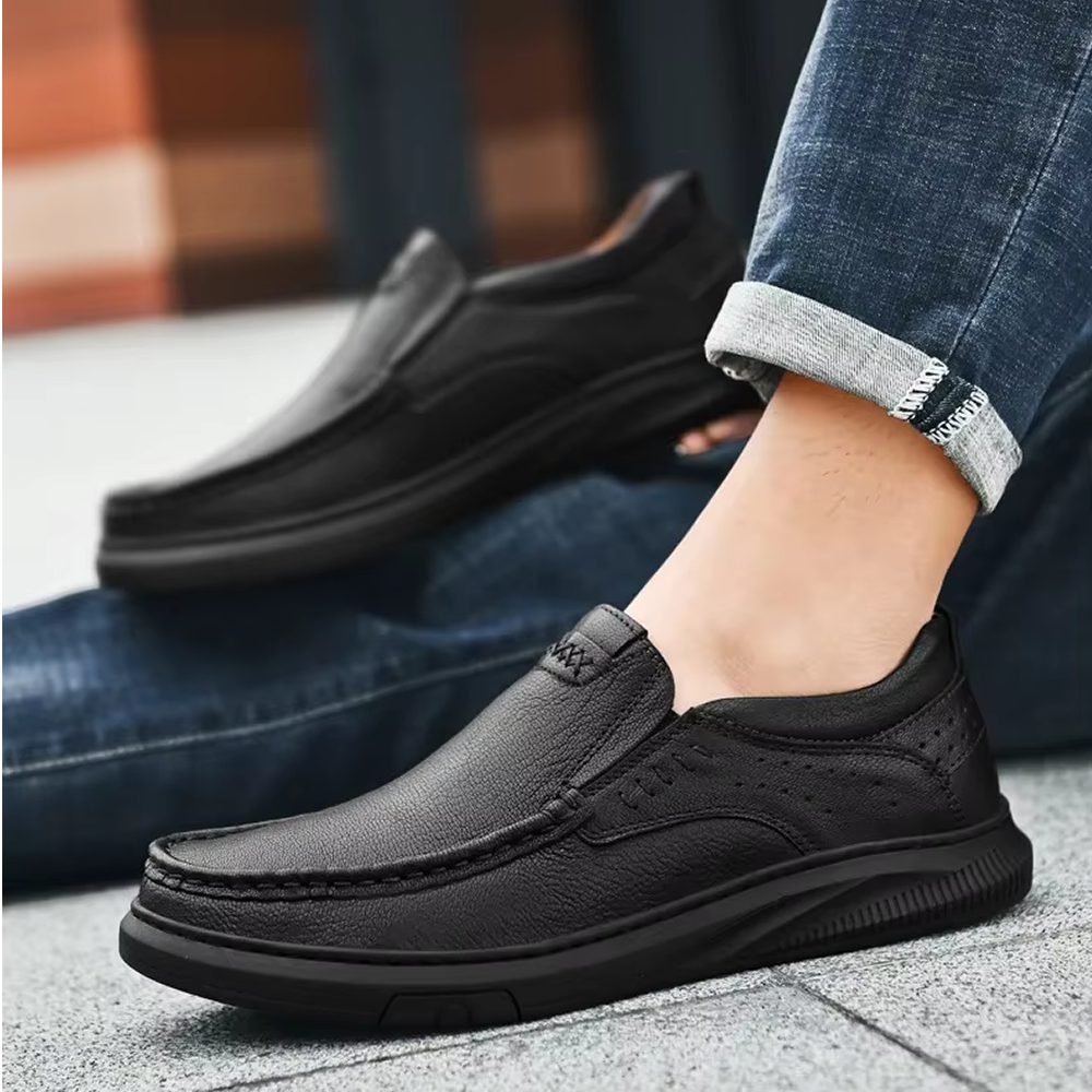 PrimeStep™ Genuine Leather Slip-On Loafers – Orthopedic Comfort for Everyday Wear