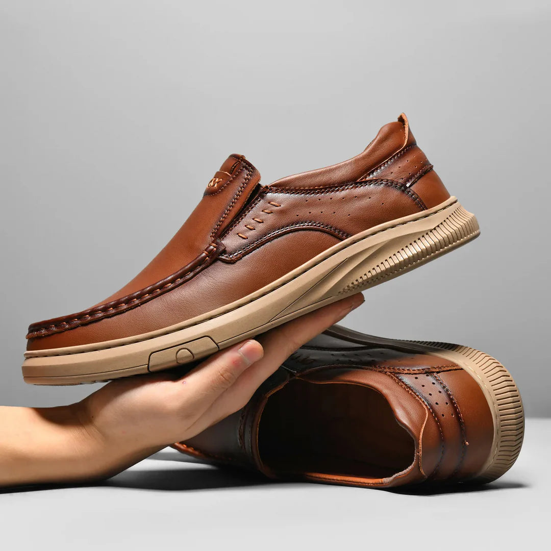 PrimeStep™ Genuine Leather Slip-On Loafers – Orthopedic Comfort for Everyday Wear