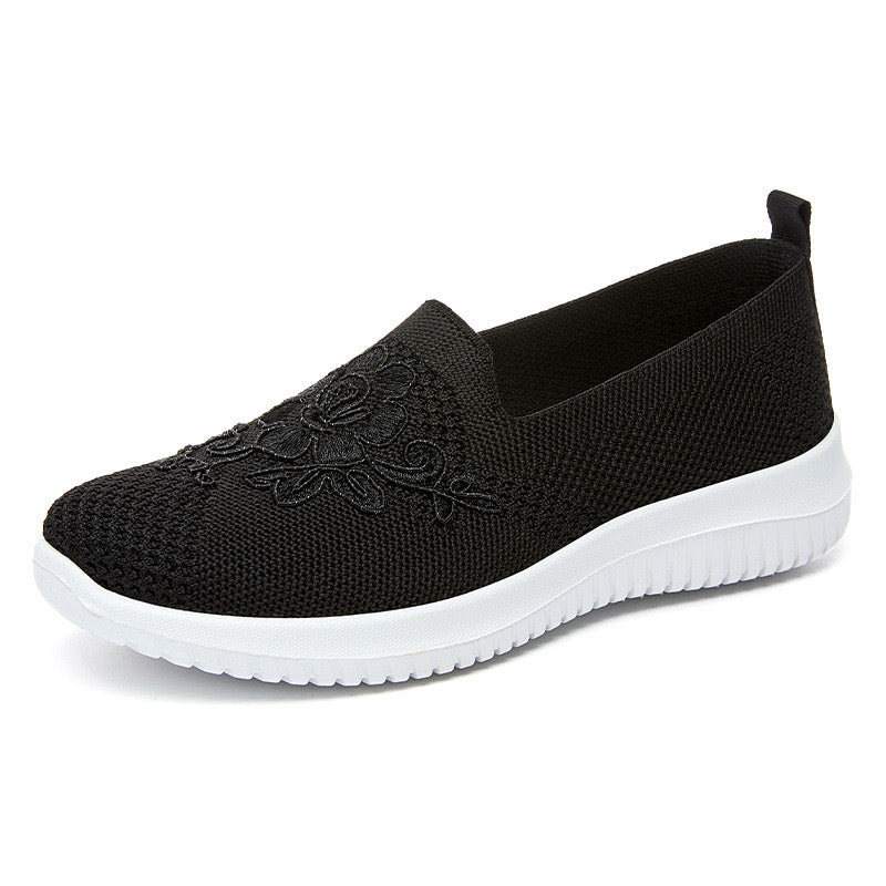 🔥Last Day 60% OFF - Women's Knitted Embroidery Sneakers, Lightweight Breathable Slip On Orthopedic Soft Sole Shoes