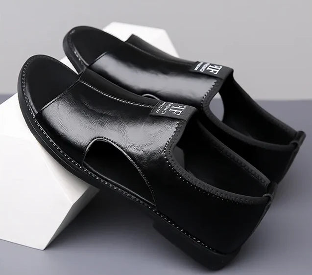 Men’s Leather Slip-On Sandals – All-Day Comfort & Support