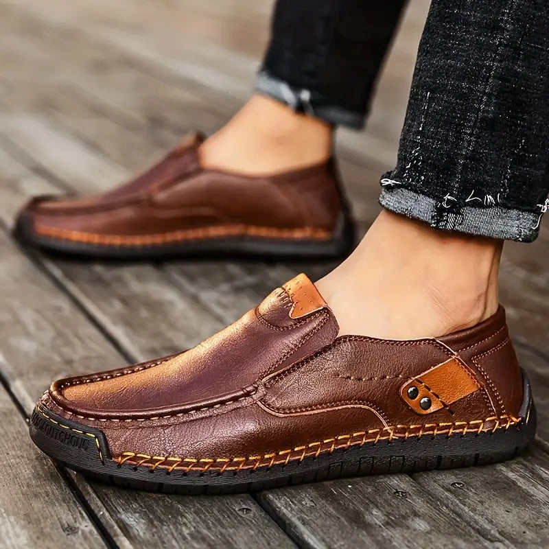 2026 EaseStep™ Classic Hand-Stitched Leather Loafers – Comfortable, Supportive, Slip-On