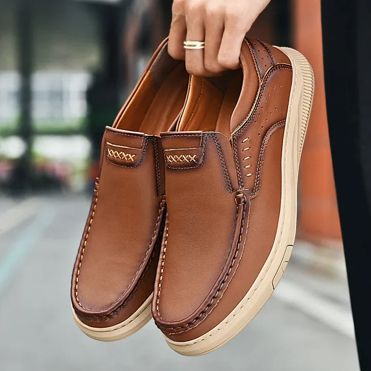 PrimeStep™ Genuine Leather Slip-On Loafers – Orthopedic Comfort for Everyday Wear