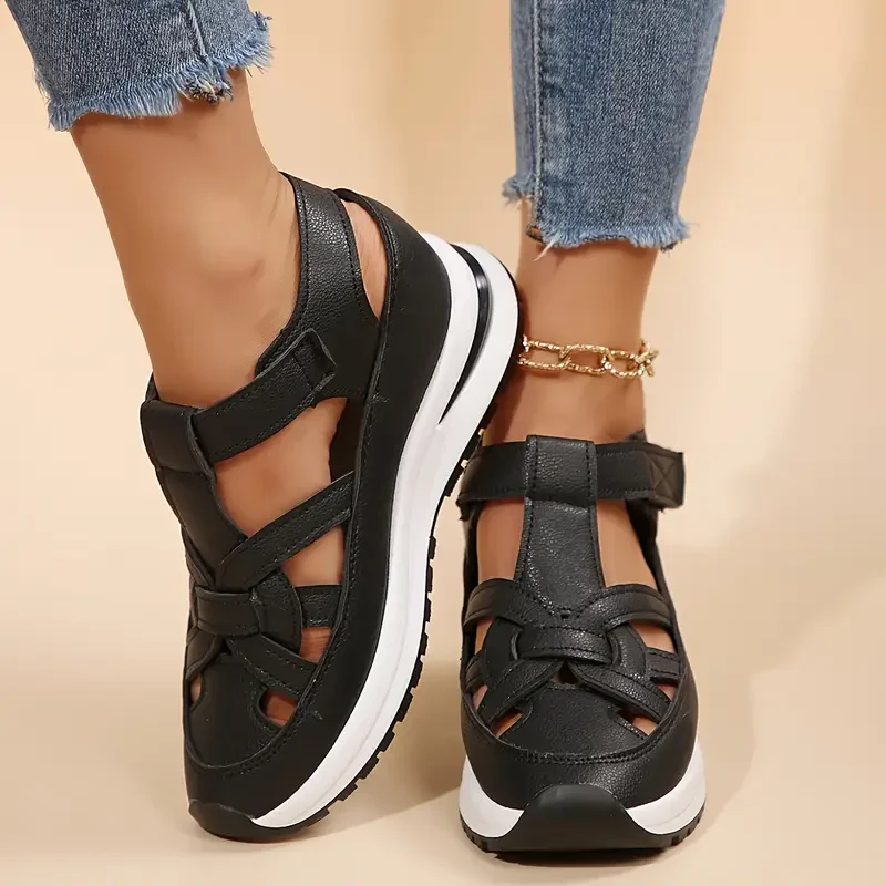 Women’s Soft Adjustable Sandals – Hook & Loop, Comfort Fit for Wide & Narrow Feet