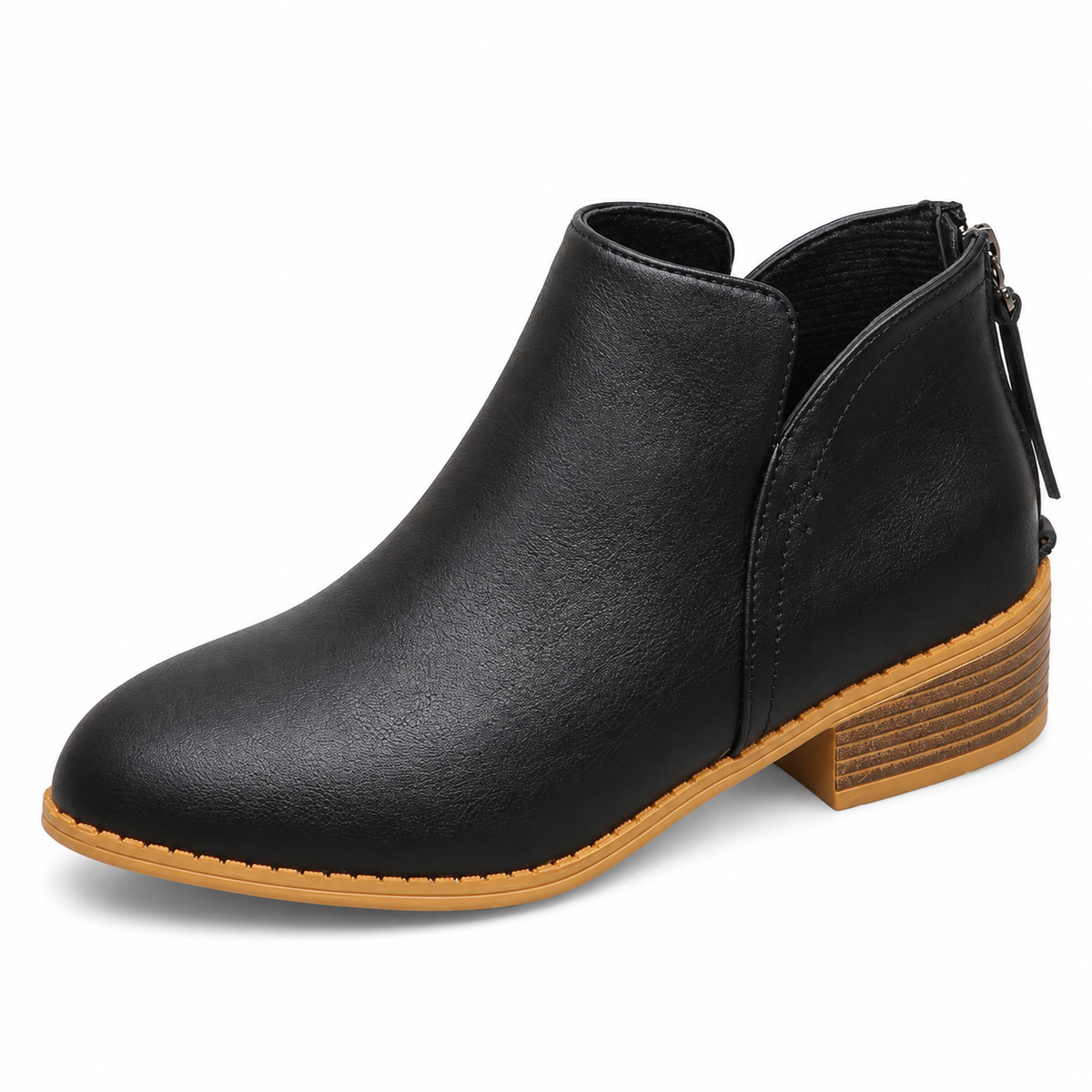 VStep™ Women’s Low-Heel Ankle Boots – Easy Zip & Everyday Style