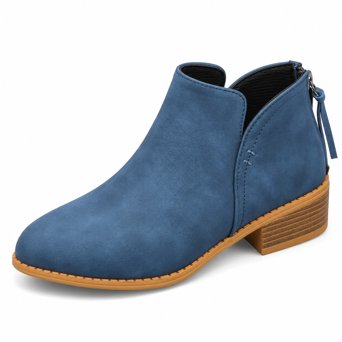 VStep™ Women’s Low-Heel Ankle Boots – Easy Zip & Everyday Style