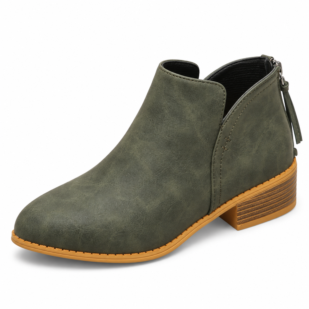 VStep™ Women’s Low-Heel Ankle Boots – Easy Zip & Everyday Style