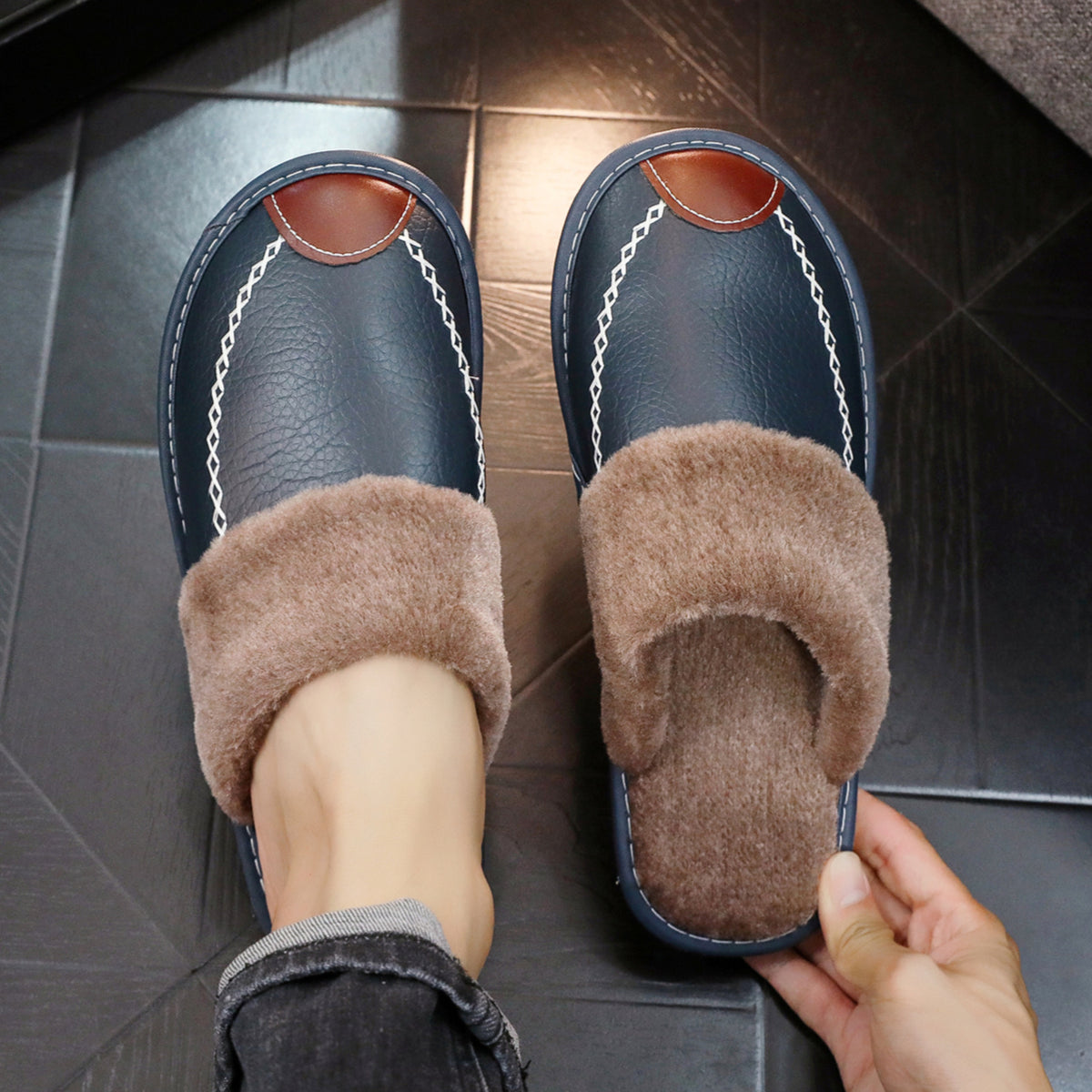 🔥 Men's Warm Arch Support Slippers – Non-Slip Comfort for Tired Feet