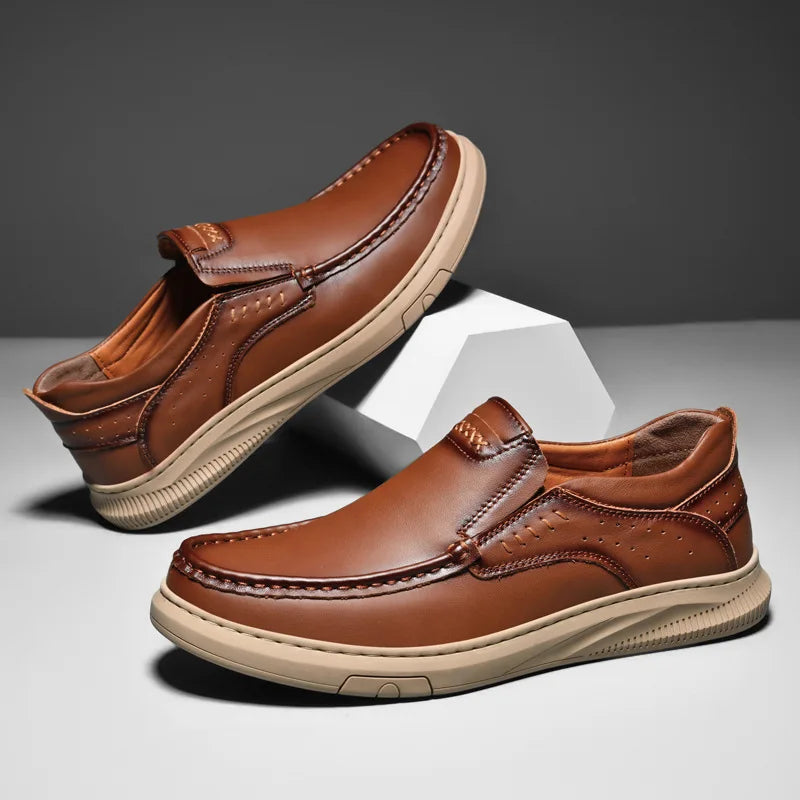 PrimeStep™ Genuine Leather Slip-On Loafers – Orthopedic Comfort for Everyday Wear
