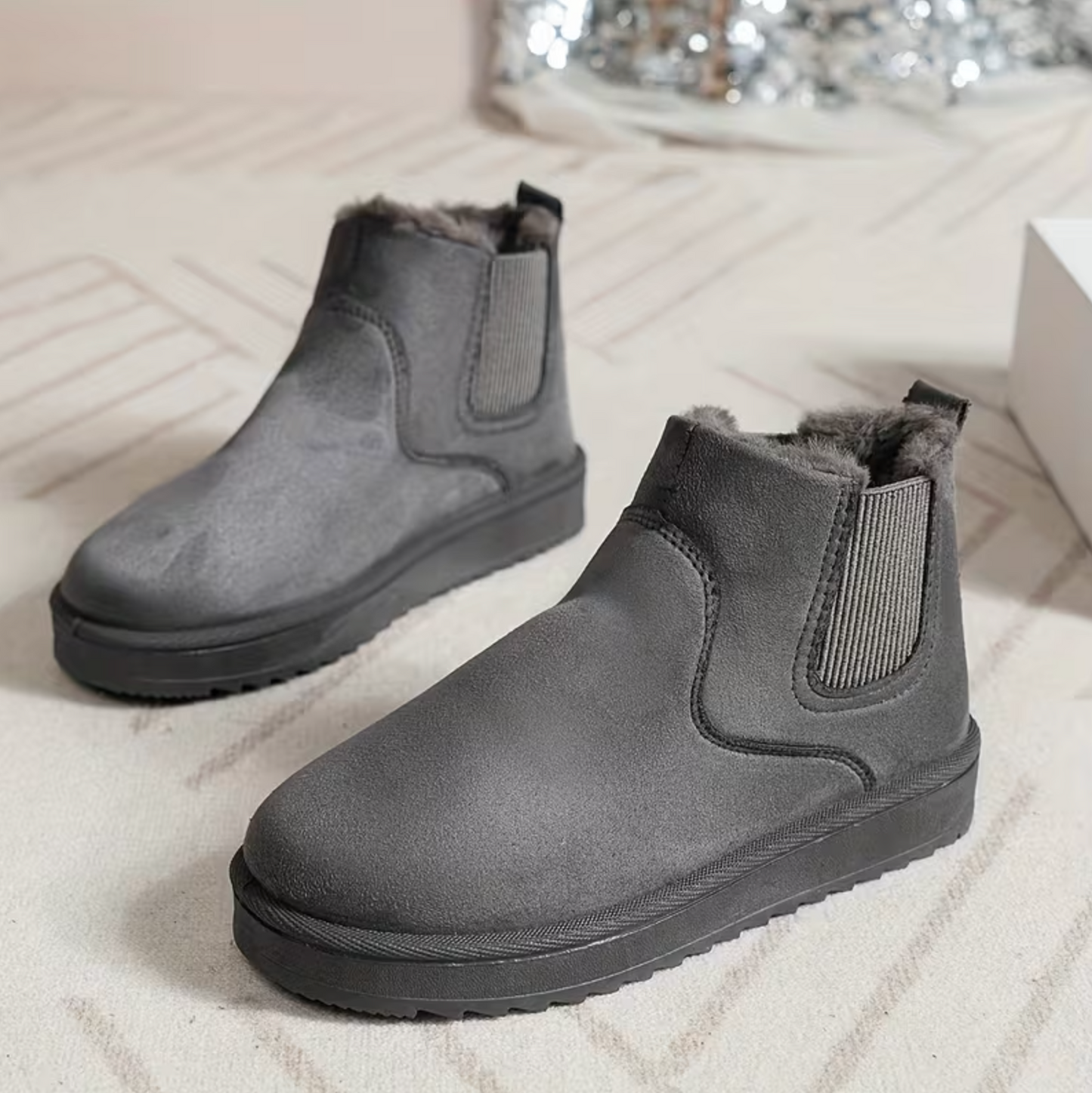 Women’s Plush-Lined Ankle Boots – Lightweight Slip-On, Wide-Friendly Comfort
