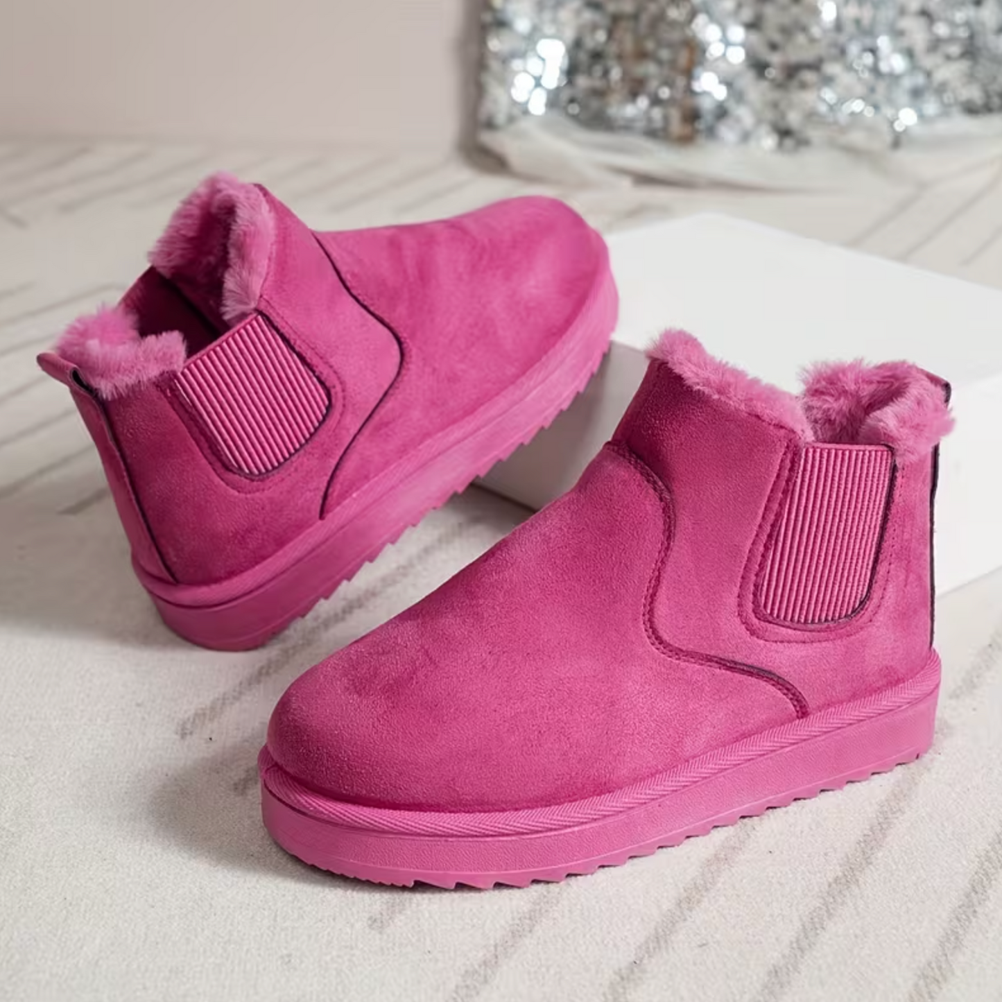 Women’s Plush-Lined Ankle Boots – Lightweight Slip-On, Wide-Friendly Comfort