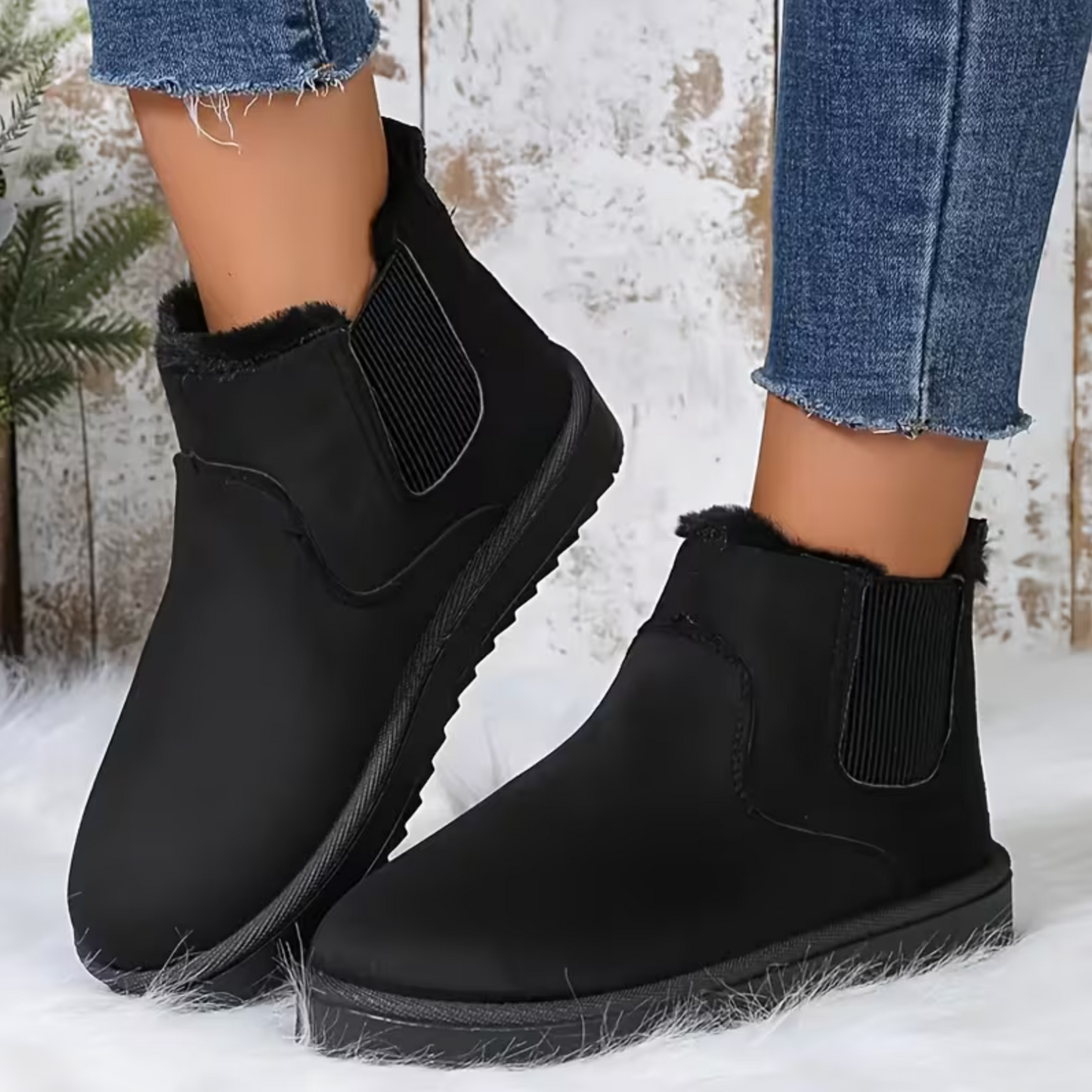 Women’s Plush-Lined Ankle Boots – Lightweight Slip-On, Wide-Friendly Comfort