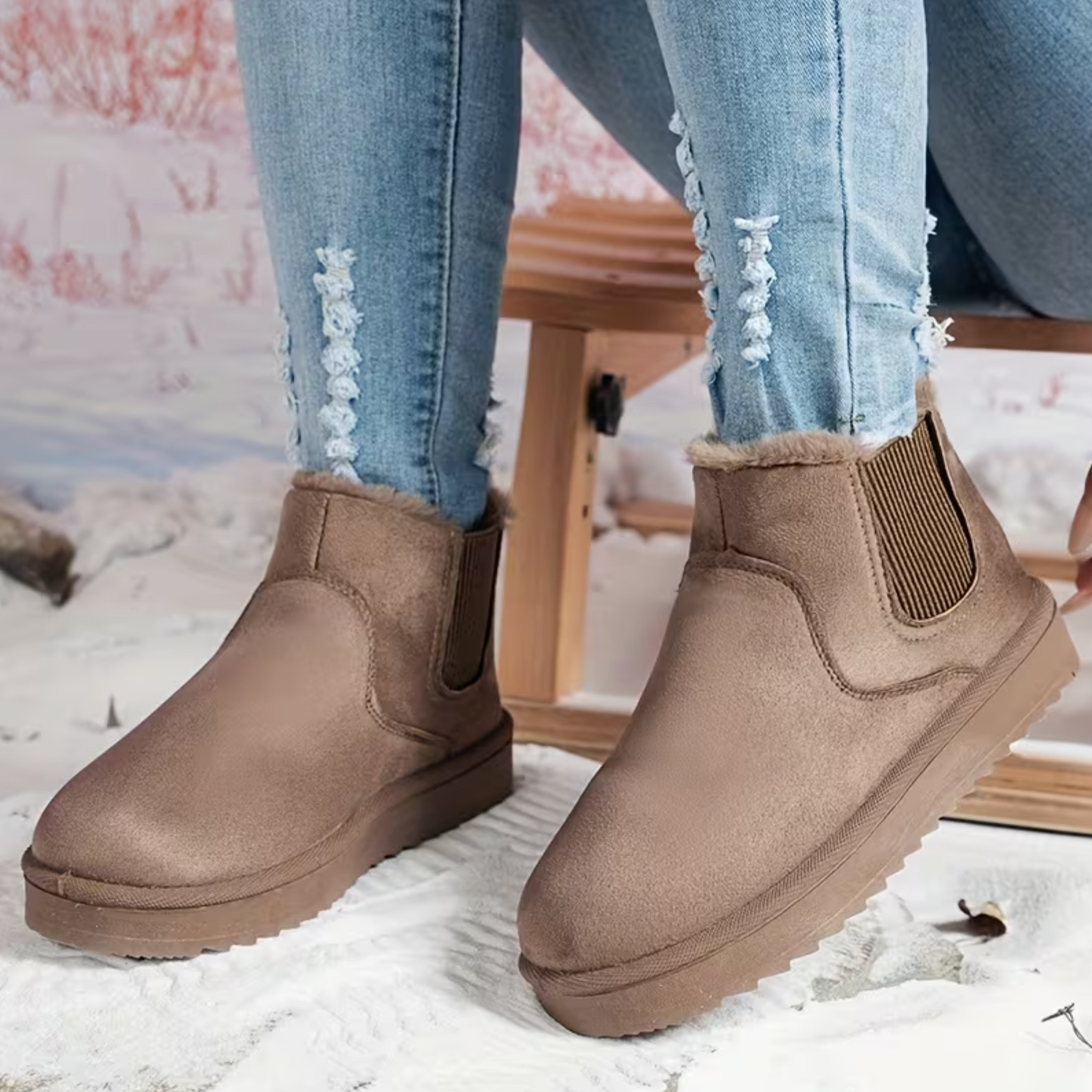 Women’s Plush-Lined Ankle Boots – Lightweight Slip-On, Wide-Friendly Comfort