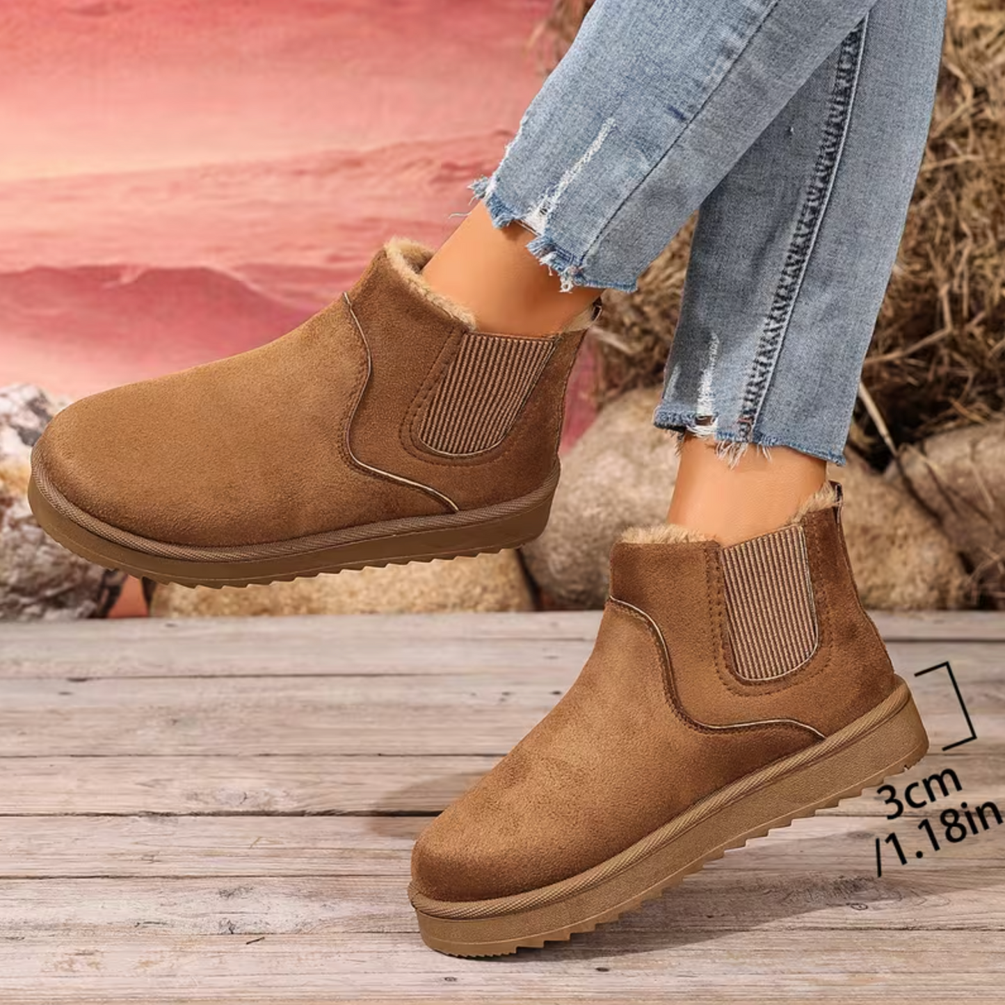 Women’s Plush-Lined Ankle Boots – Lightweight Slip-On, Wide-Friendly Comfort