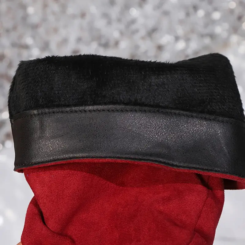 Women's Solid Color Trendy Boots, Buckle Belt Pull On Chunky Heel High Knee Boots