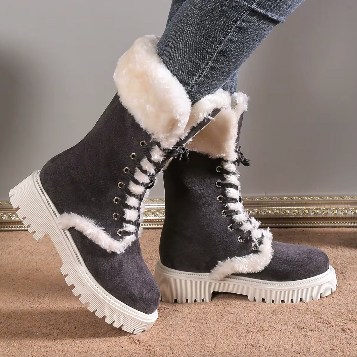 SafeStep™ Women’s Non-Slip Mid-Calf Cotton Boots – Warm, Supportive, Everyday Wear
