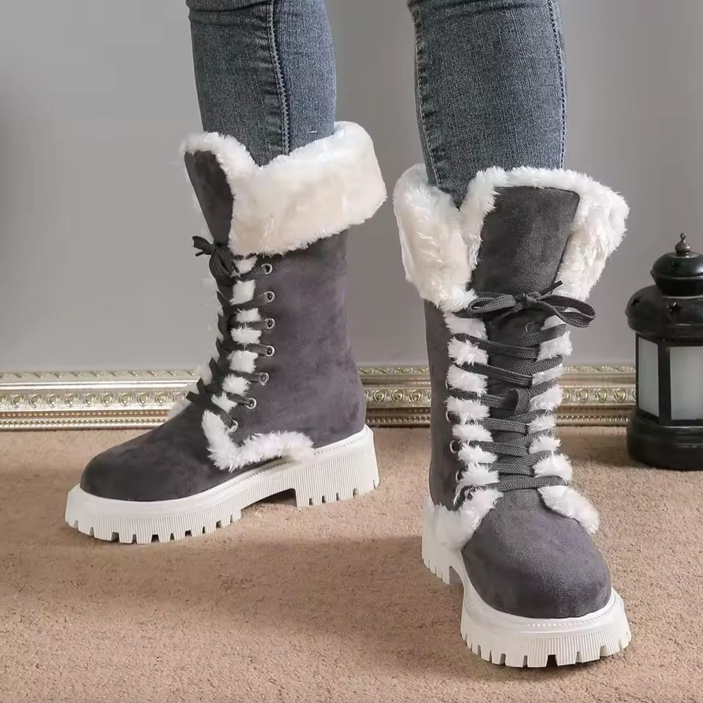 SafeStep™ Women’s Non-Slip Mid-Calf Cotton Boots – Warm, Supportive, Everyday Wear